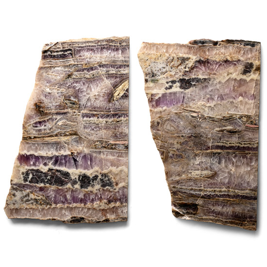 Two Large Cut and Polished Slabs of Rare Vintage Blue John Fluorite
