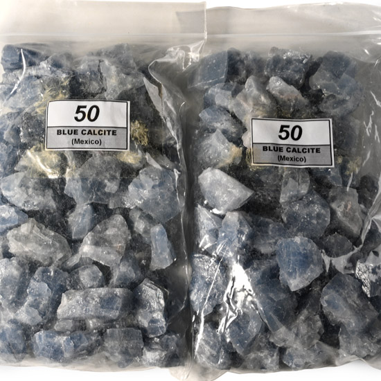 Group of One Hundred [100] Blue Calcite Mineral Specimens