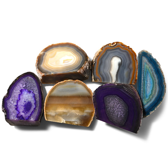 Collection of Six [6] Cut and Polished Agate Geode End Pieces