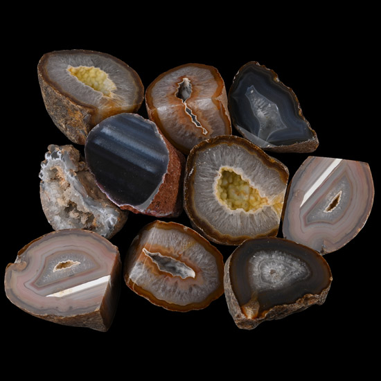 Collection of Ten [10] Cut and Polished Agate Geode Halves