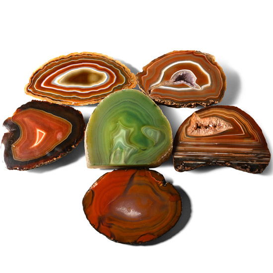 Collection of Six [6] Cut and Polished Agate Geode Sections