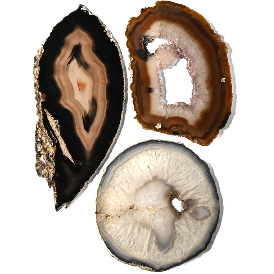 Large Cut and Polished Agate Geode Slice Group