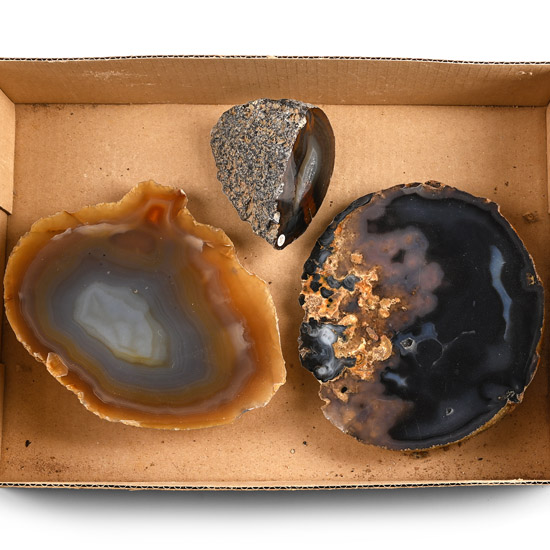 Collection of Three [3] Cut and Polished Agate Geode Ends