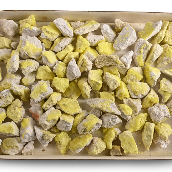 Group of Ninety [90] Medium Size Yellow Sulphur Mineral Specimens