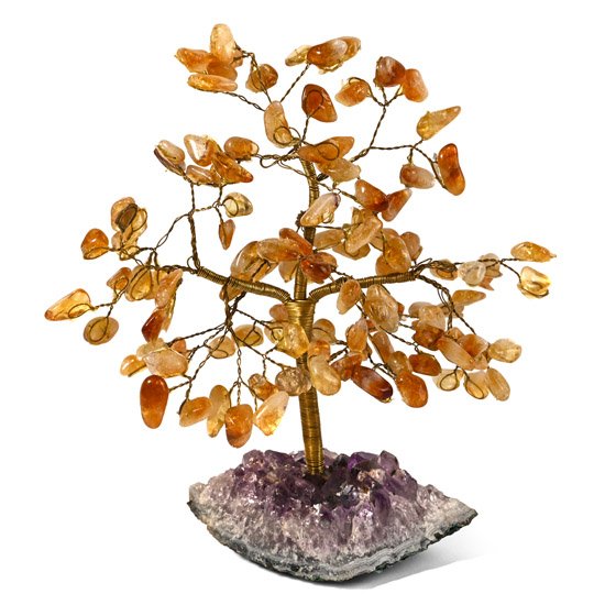 Citrine Gem Tree on Amethyst Crystal Geode Section