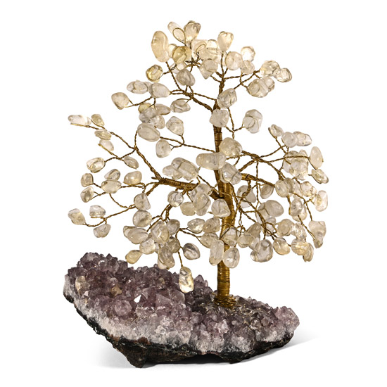 Quartz Gem Tree on Amethyst Crystal Geode Section