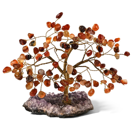 Carnelian Gem Tree on Amethyst Crystal Geode Section