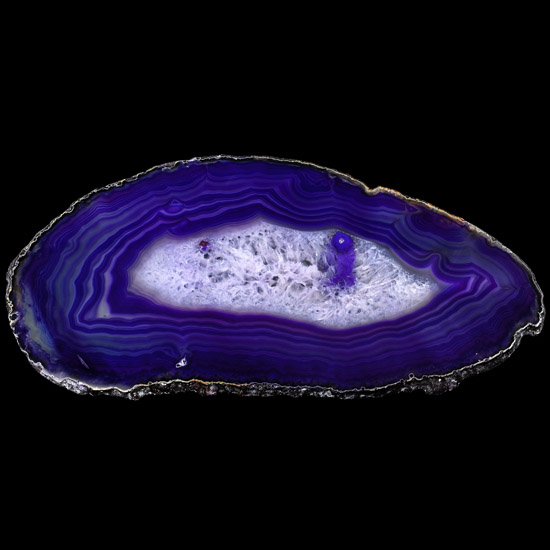 Large Purple Cut and Polished Agate and Quartz Crystal Geode Slice