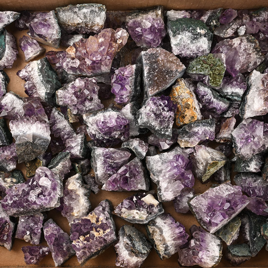 Group of Seventy [70] Amethyst Crystal Geode Sections