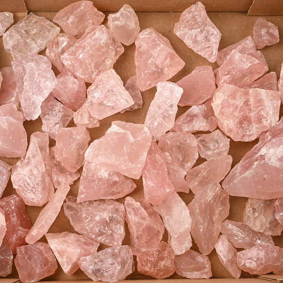 Group of Sixty Five [65] Mixed Size Rose Quartz Crystal Specimens