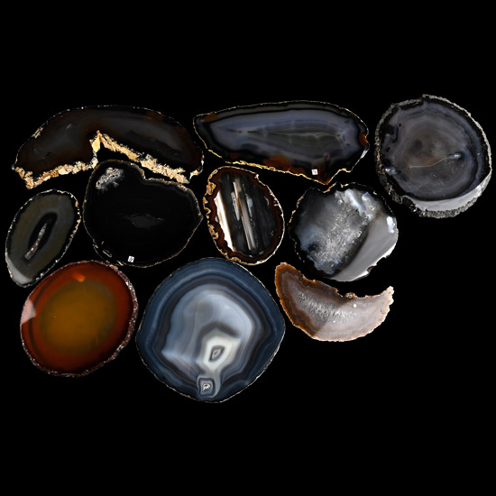 Collection of Ten [10] Cut and Polished Agate Geode Slices
