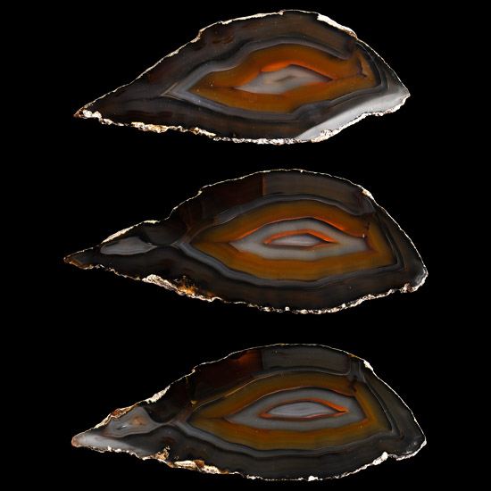 Set of Three [3] Cut and Polished Eye Agate Geode Slices