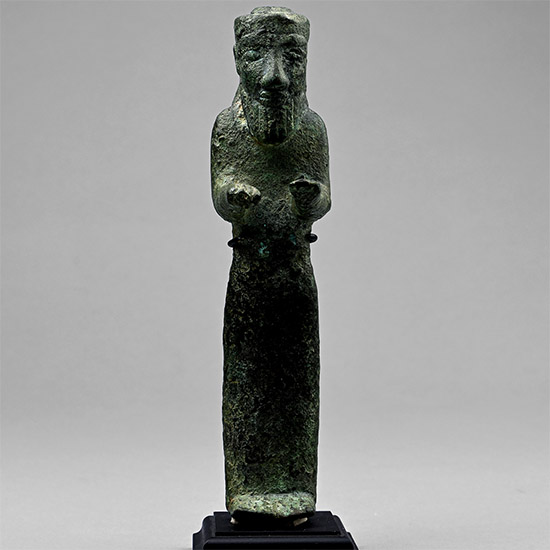 Old Babylonian Tall Copper Statuette of a Priest