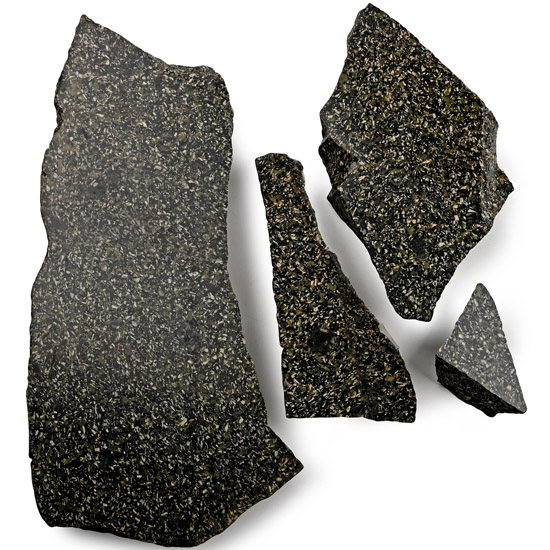 Historic Spartan Basalt Cut and Polished Dark Green Porphyry Fragment Group