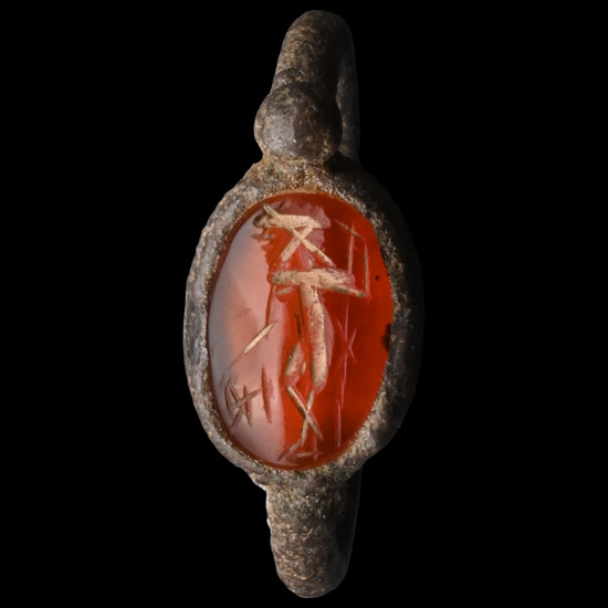 Sasanian Silver Ring with Standing Figure Gemstone