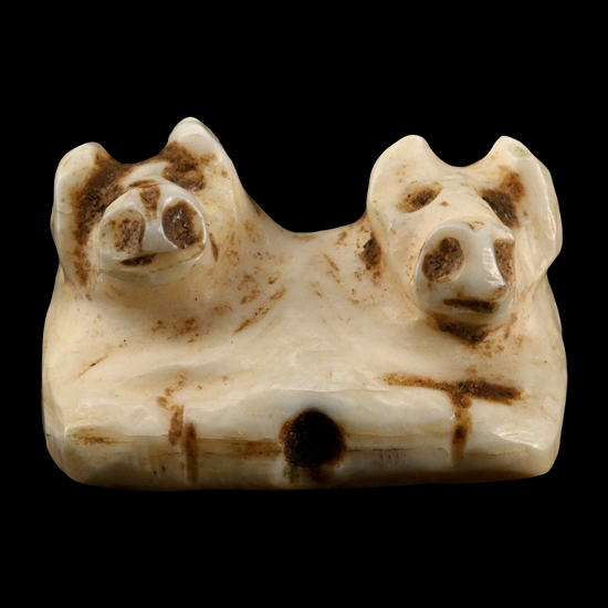 Western Asiatic Stone Double Bovine Head Amulet