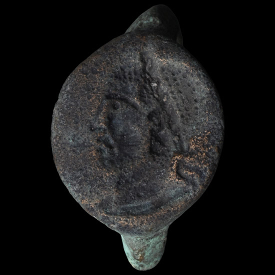 Greek Bronze Signet Ring with Portrait