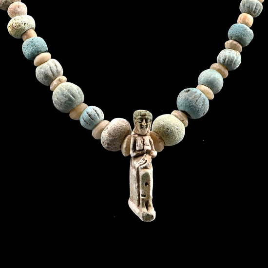 Egyptian Faience Bead and Amulet Necklace