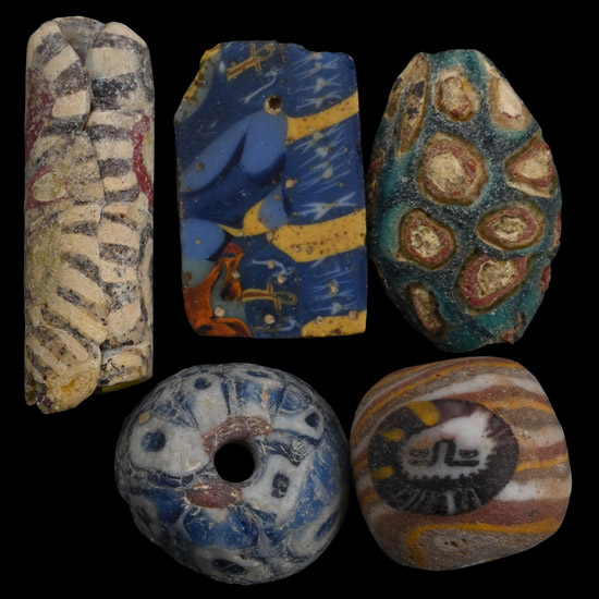 Roman Millefiori Glass Bead and Inlay Group