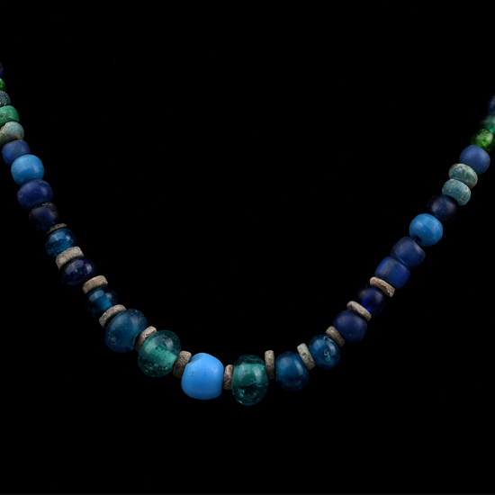 Roman Blue and Green Glass Bead Necklace String