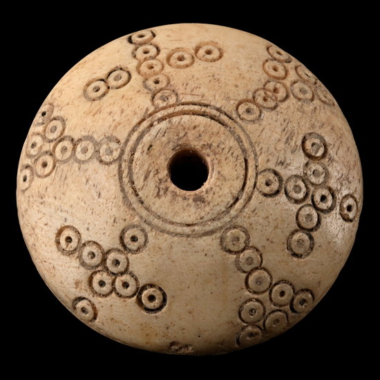 Large Byzantine Bone Decorated Spindle Whorl