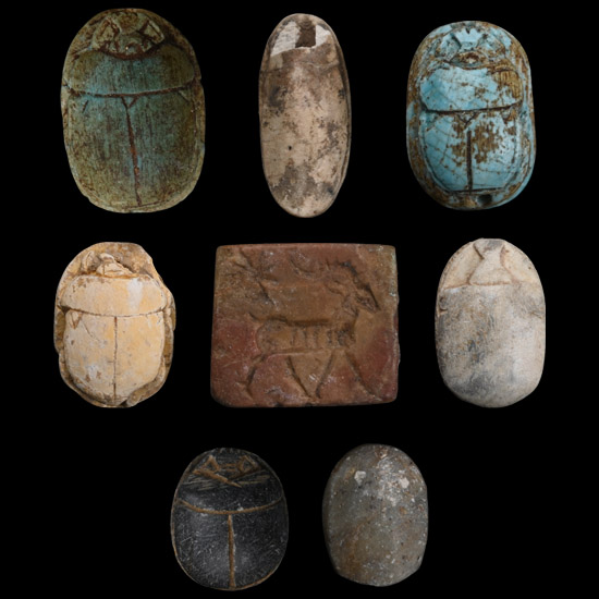 Egyptian Stone Scarab and Amulet Collection