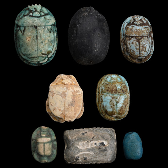 Egyptian Stone Scarab and Amulet Collection