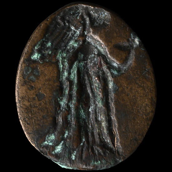 Greek Bronze Signet Ring Bezel with Goddess