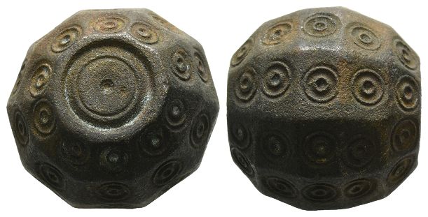 Islamic Polyhedral Bronze Commercial Weight of 20 Dirhams or 2 Uqiya.