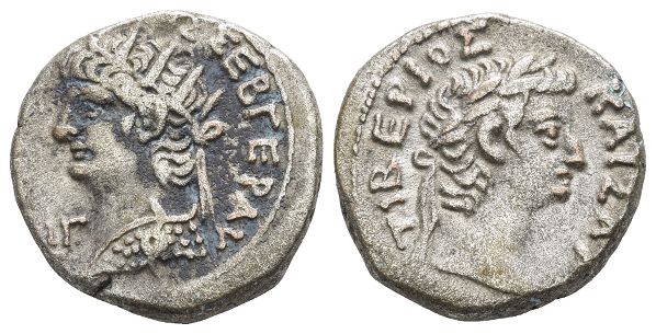 Nero, with Tiberius BI Tetradrachm of Alexandria, Egypt.