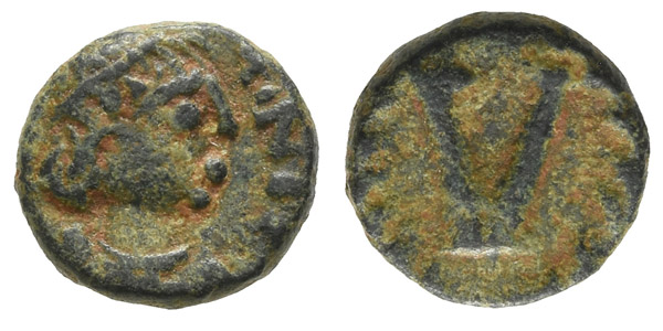 Justinian I AE 5 Nummi or Pentanummium.