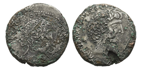 Mark Antony and Cleopatra VII of Egypt Fourrée Tetradrachm of Antioch, Seleucis and Pieria.