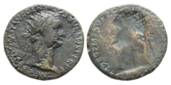 Domitian AE Brockage Dupondius.