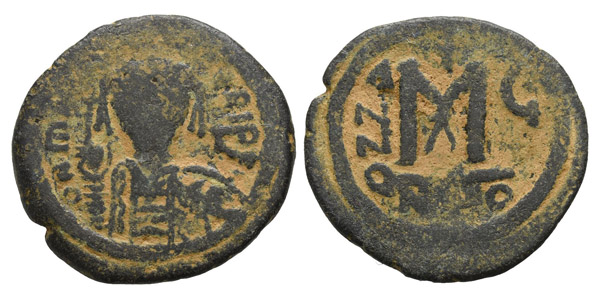 Maurice Tiberius AE 40 Nummi or Follis.