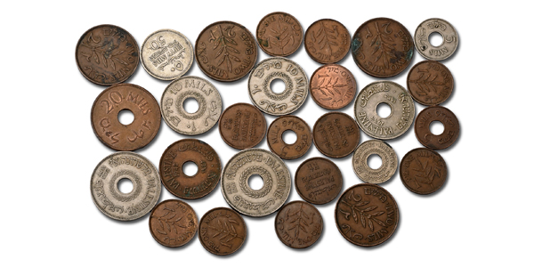 Group of Twenty Seven [27] Mixed Palestine Mils Coins.