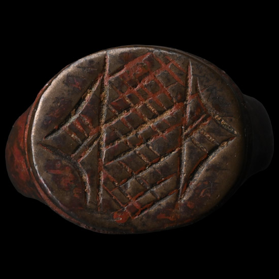 Byzantine Bronze Ring with Hatched Design