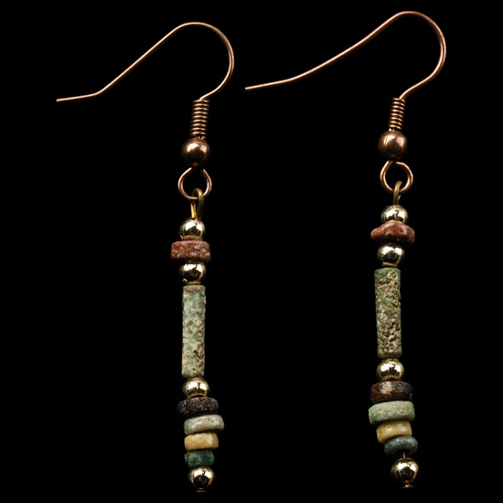 Egyptian Mummy Bead Earring Pair