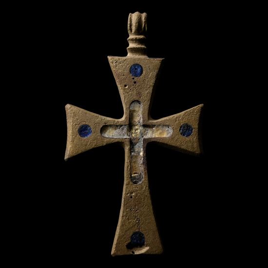 Post Medieval Inlaid Bronze Cross Pendant