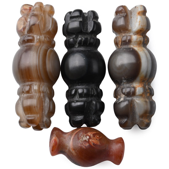 Tibetan Carved Agate Amuletic Bead Group