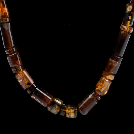 Mizoram Burmese Amber Bead Necklace with Natural Inclusions