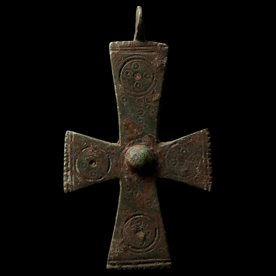 Byzantine Bronze Pectoral Cross Pendant