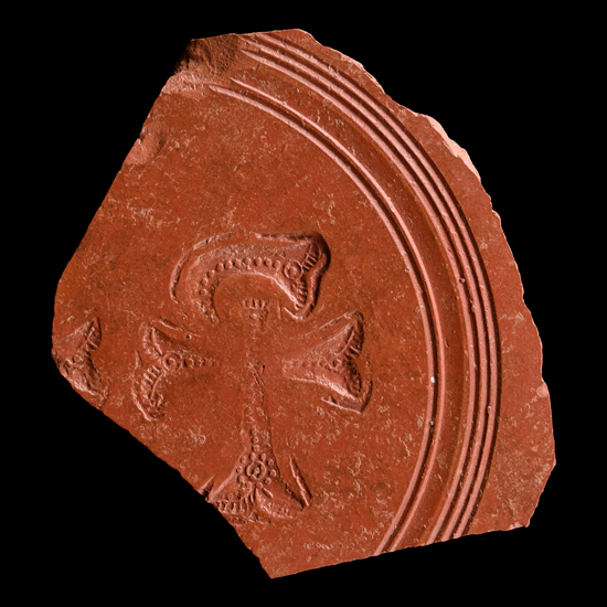 Roman Redware Plate Fragment with Chi Rho