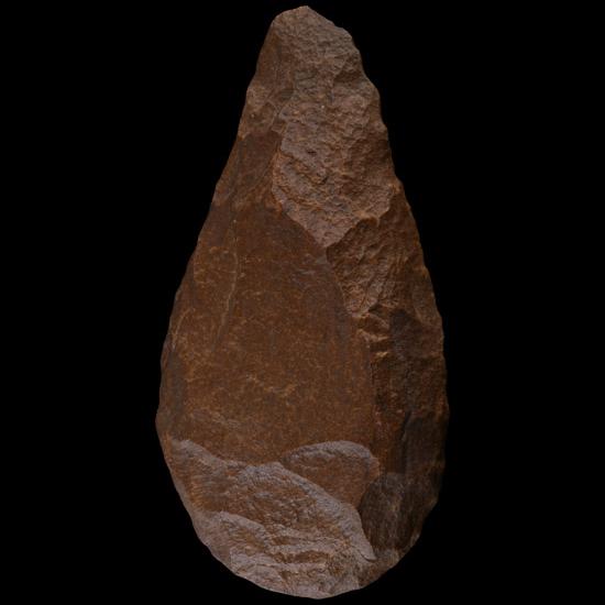Superb Large Acheulean Stone Age Dark Red Quartzite Lanceolate Handaxe Made by Homo Erectus