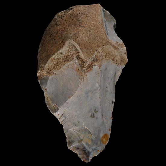 Stone Age Knapped Bifacial Flint Handaxe with Blue-White Patina
