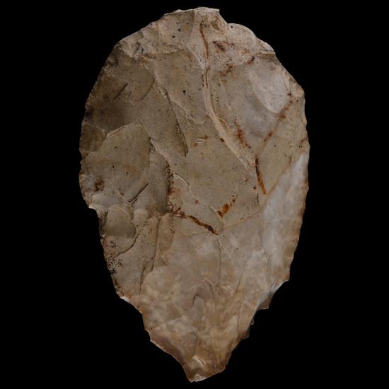 French Stone Age Knapped Flint Cordate Handaxe