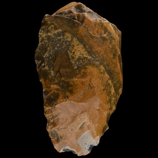 Large Stone Age Acheulean Knapped Flint Handaxe with Attractive Orange Patina