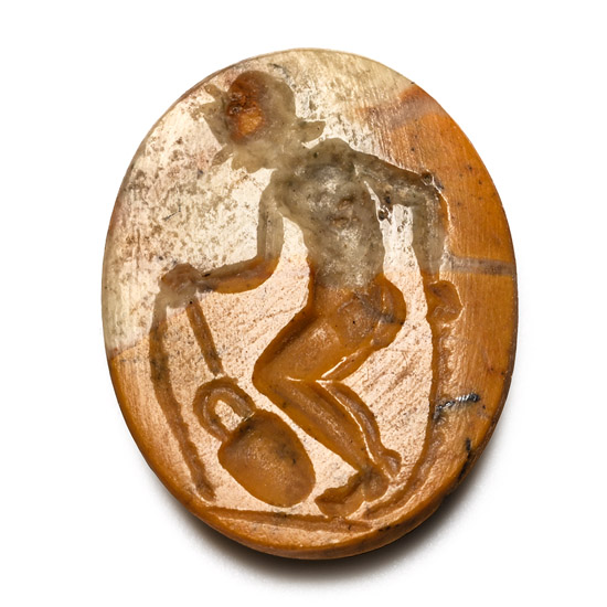 Roman Orange Jasper Gemstone with Nude Youth