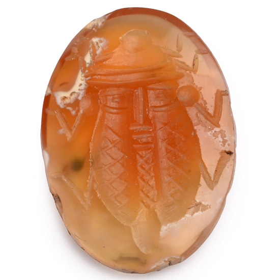 Roman Carnelian Gemstone with Bearded Mask
