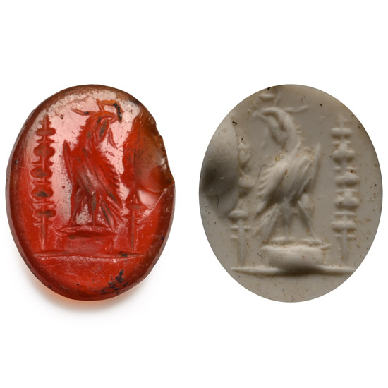 Roman Carnelian Gemstone with Eagle Between Standards
