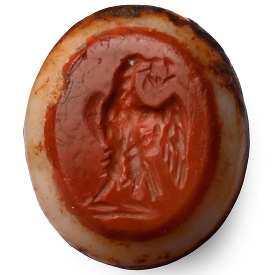Roman Banded Agate Gemstone with Eagle